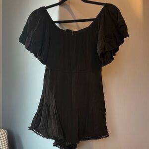 Black Ruffled Romper